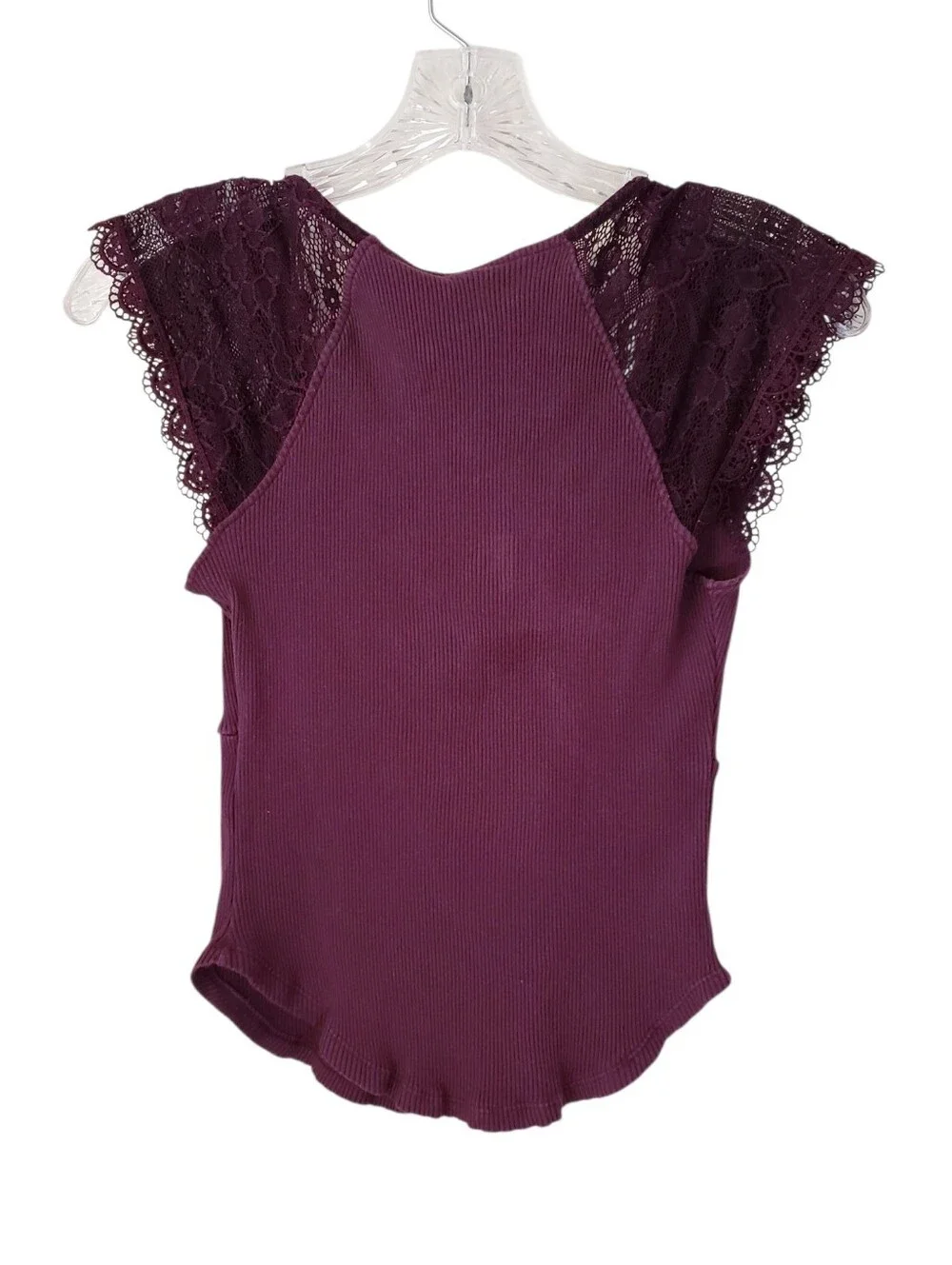 Free People Maroon Let's Talk Baby Tee Shirt